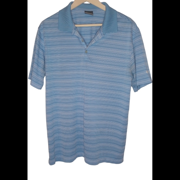 Nike Golf Men's Dri-Fit Blue White Striped Short Sleeve Polo  Large - Picture 6 of 11